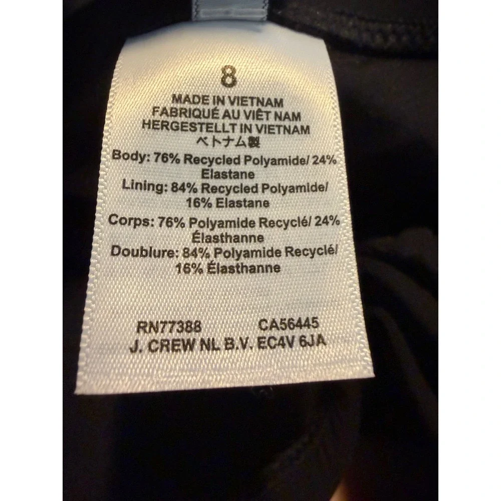 J. Crew Gemma Ruched Bandeau One Piece Swimsuit Black Nylon 8